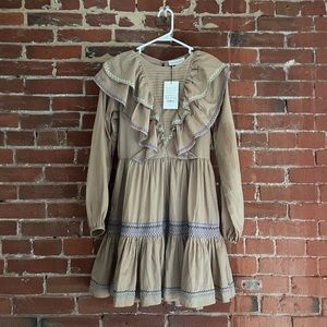 Something Navy Embroidered Long-sleeve Dress